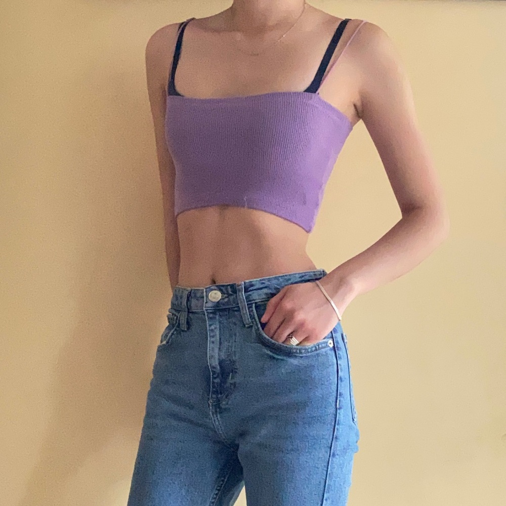 Zara Purple Cropped Tank Top